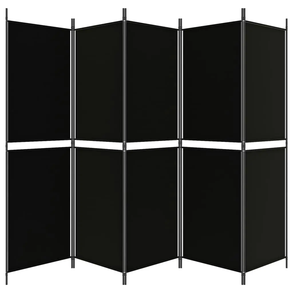 5-Panel Room Divider Black 250x180 cm Fabric 350221