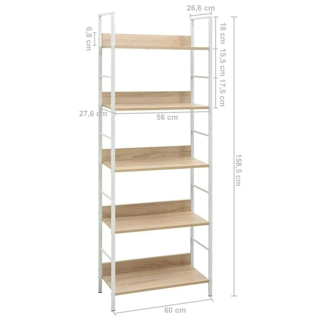 5-Layer Book Shelf Oak 60x27.6x158.5 cm Engineered Wood 288229