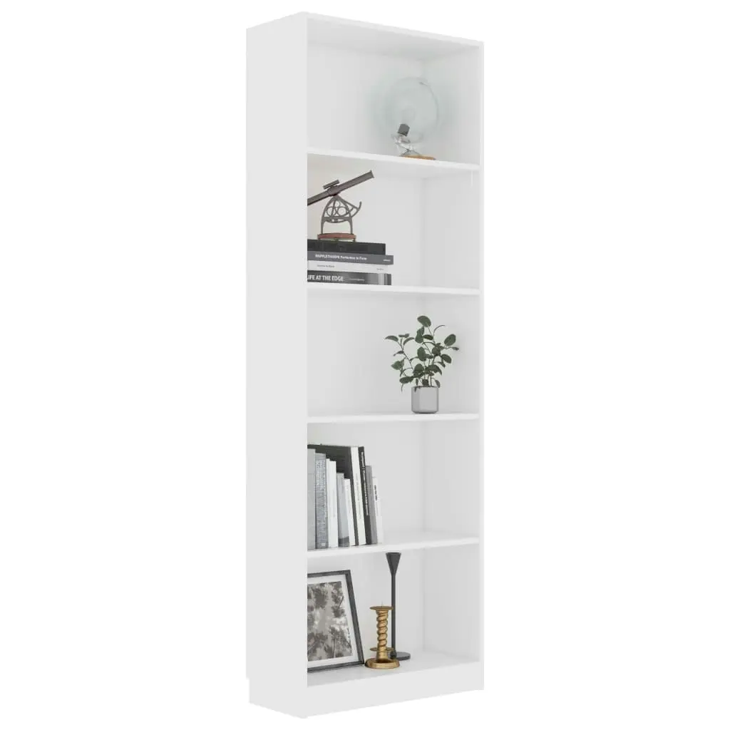 5-Tier Book Cabinet White 60x24x175 cm Engineered Wood 800882