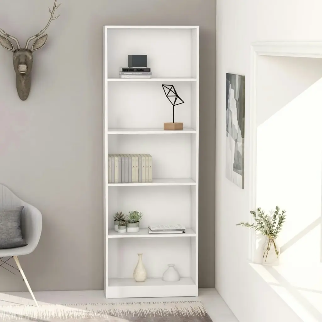 5-Tier Book Cabinet White 60x24x175 cm Engineered Wood 800882