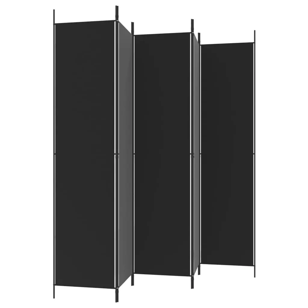 5-Panel Room Divider Black 250x220 cm Fabric 350205