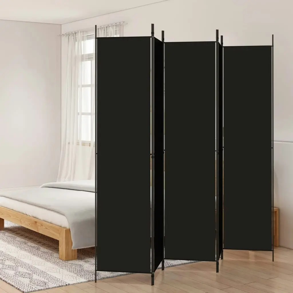 5-Panel Room Divider Black 250x220 cm Fabric 350205