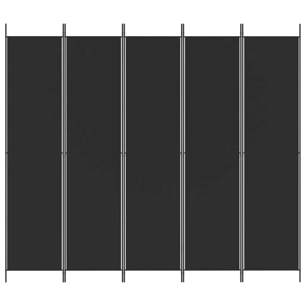 5-Panel Room Divider Black 250x220 cm Fabric 350205