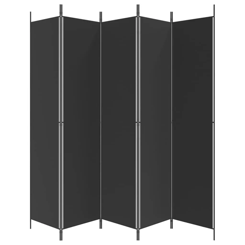 5-Panel Room Divider Black 250x220 cm Fabric 350205