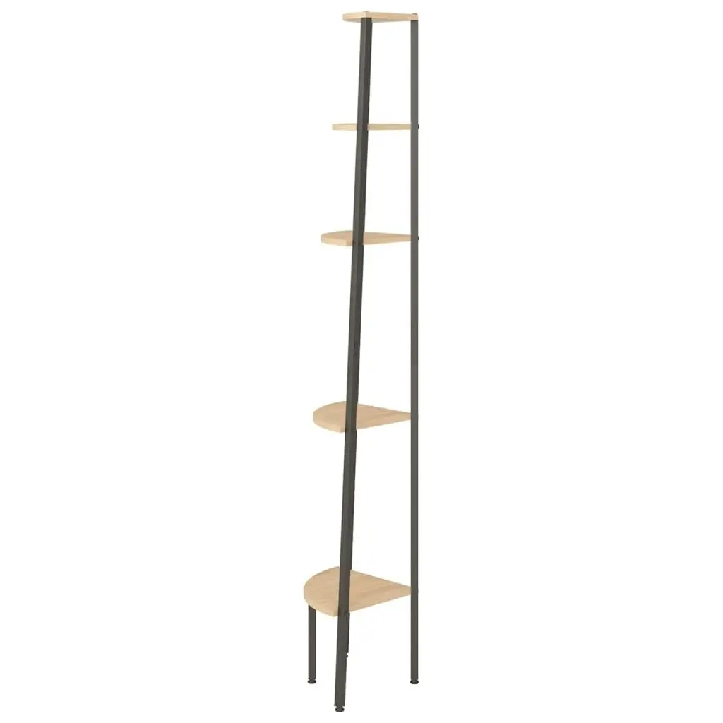 5-Tier Corner Shelf Light Brown and Black 45.5x31.5x180 cm 336394