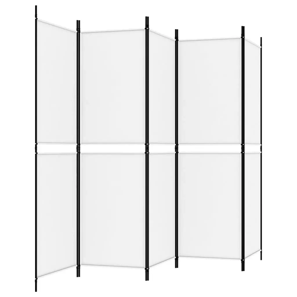 5-Panel Room Divider White 250x180 cm Fabric 350218