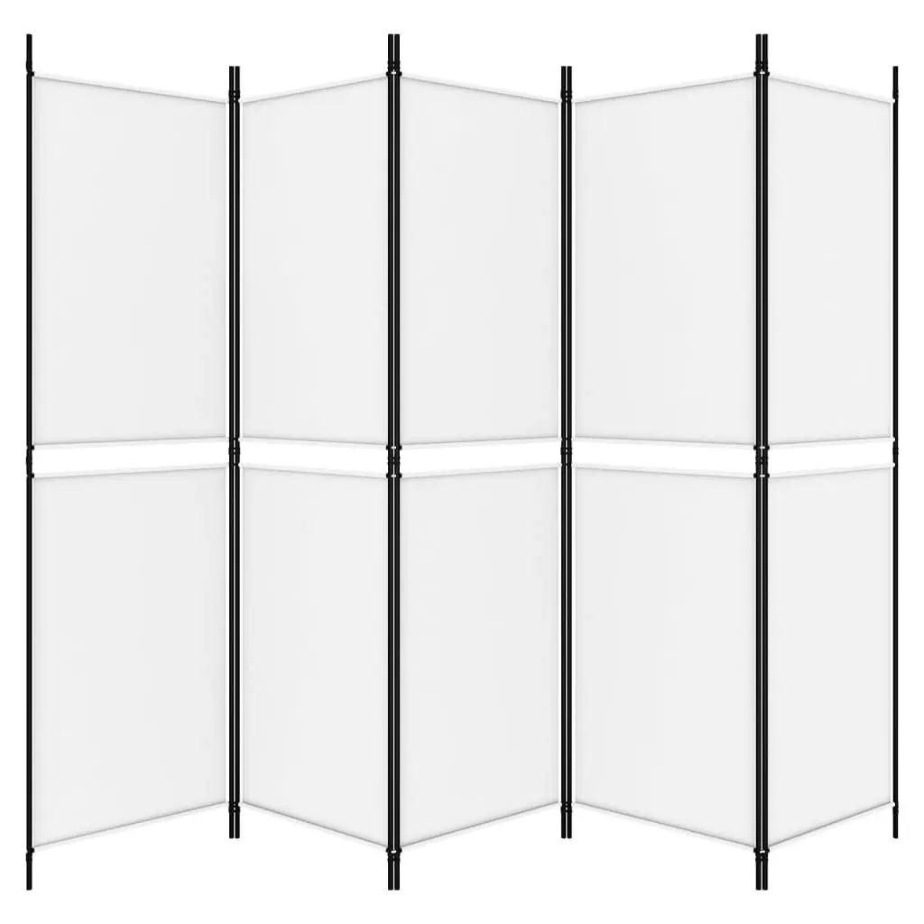 5-Panel Room Divider White 250x180 cm Fabric 350218