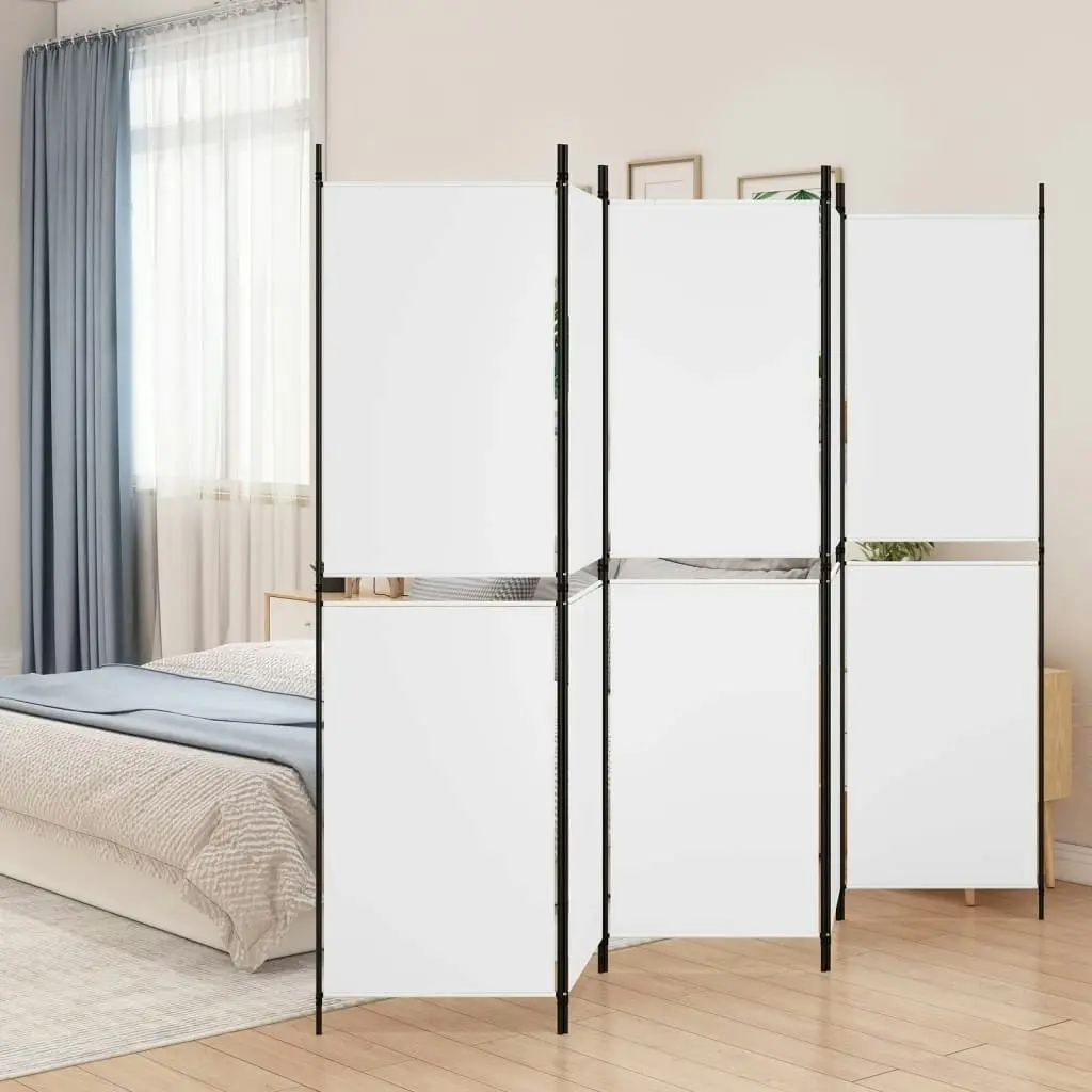 5-Panel Room Divider White 250x180 cm Fabric 350218