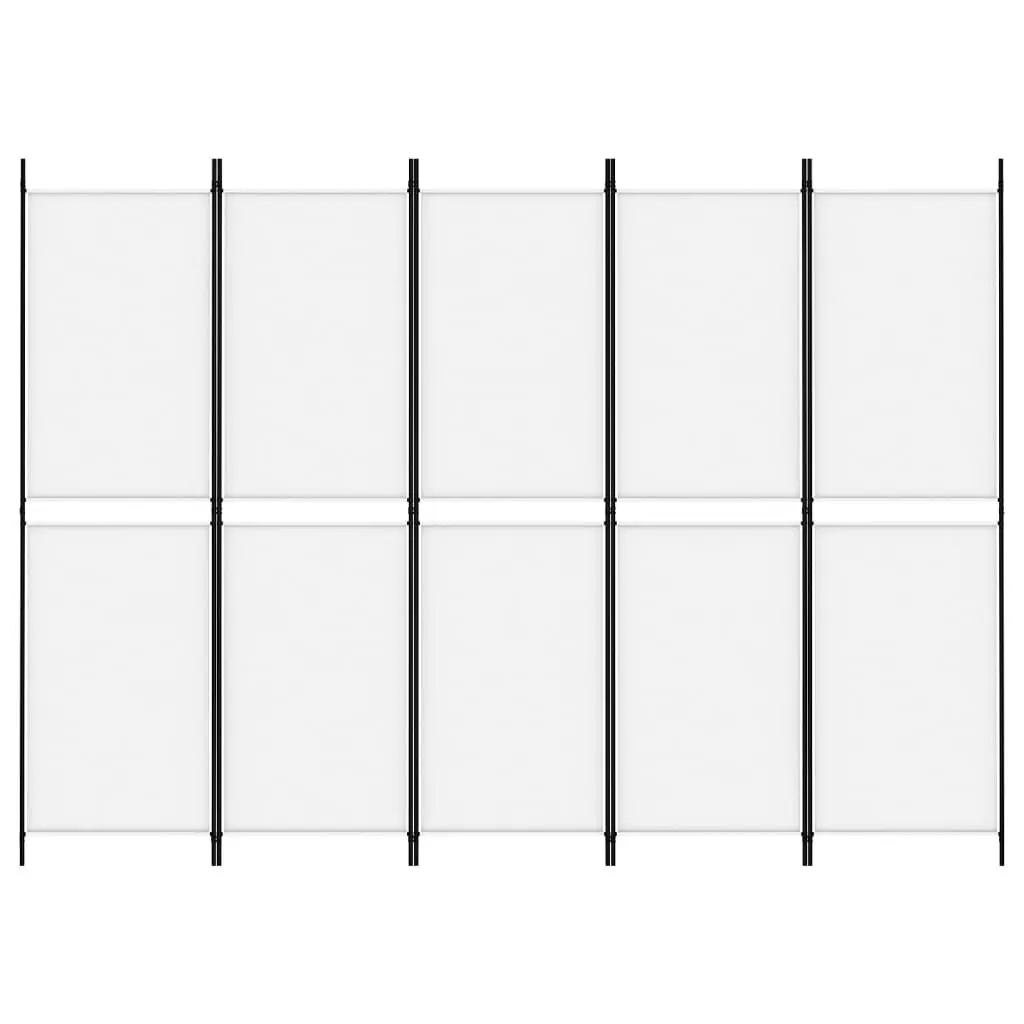 5-Panel Room Divider White 250x180 cm Fabric 350218