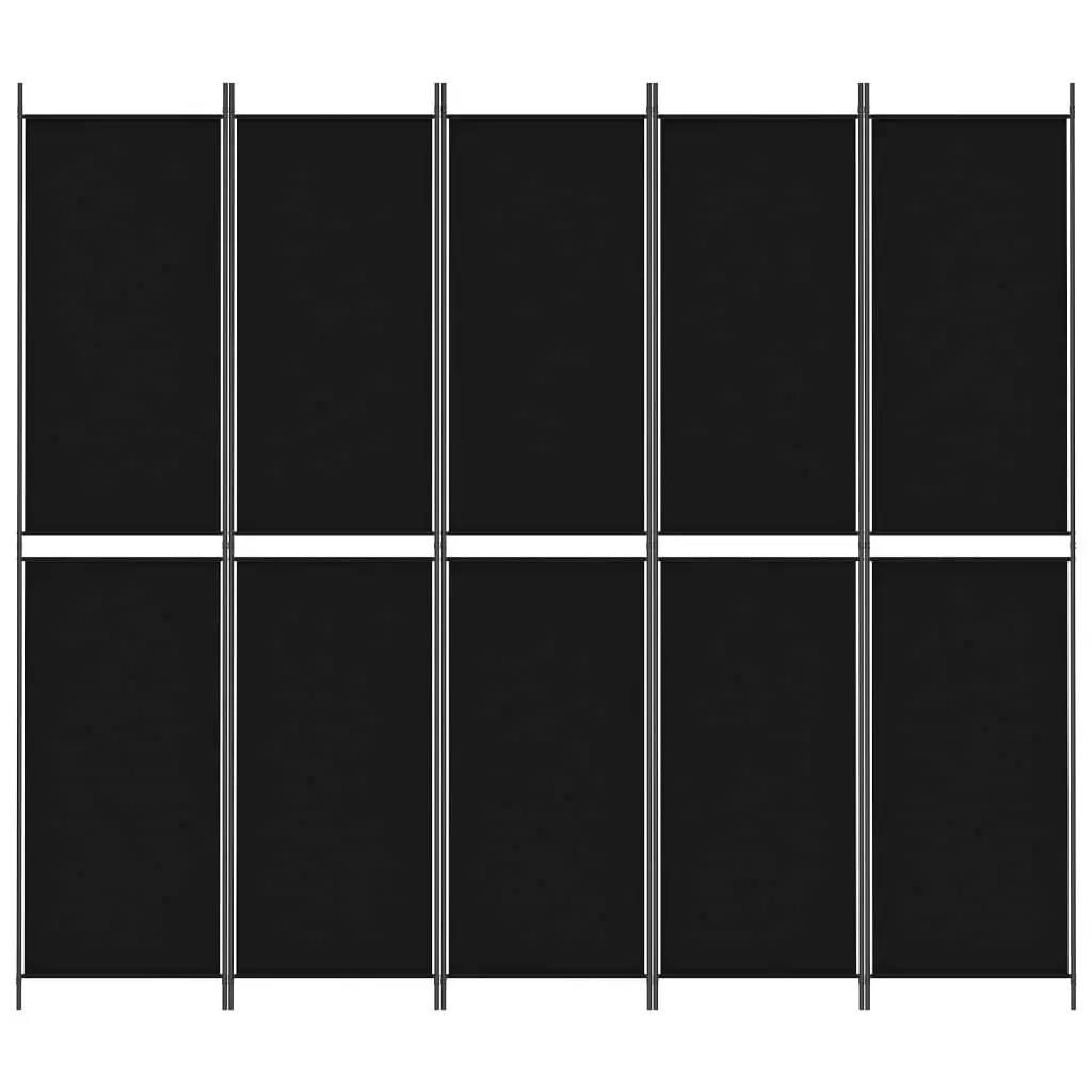 5-Panel Room Divider Black 250x220 cm Fabric 350253