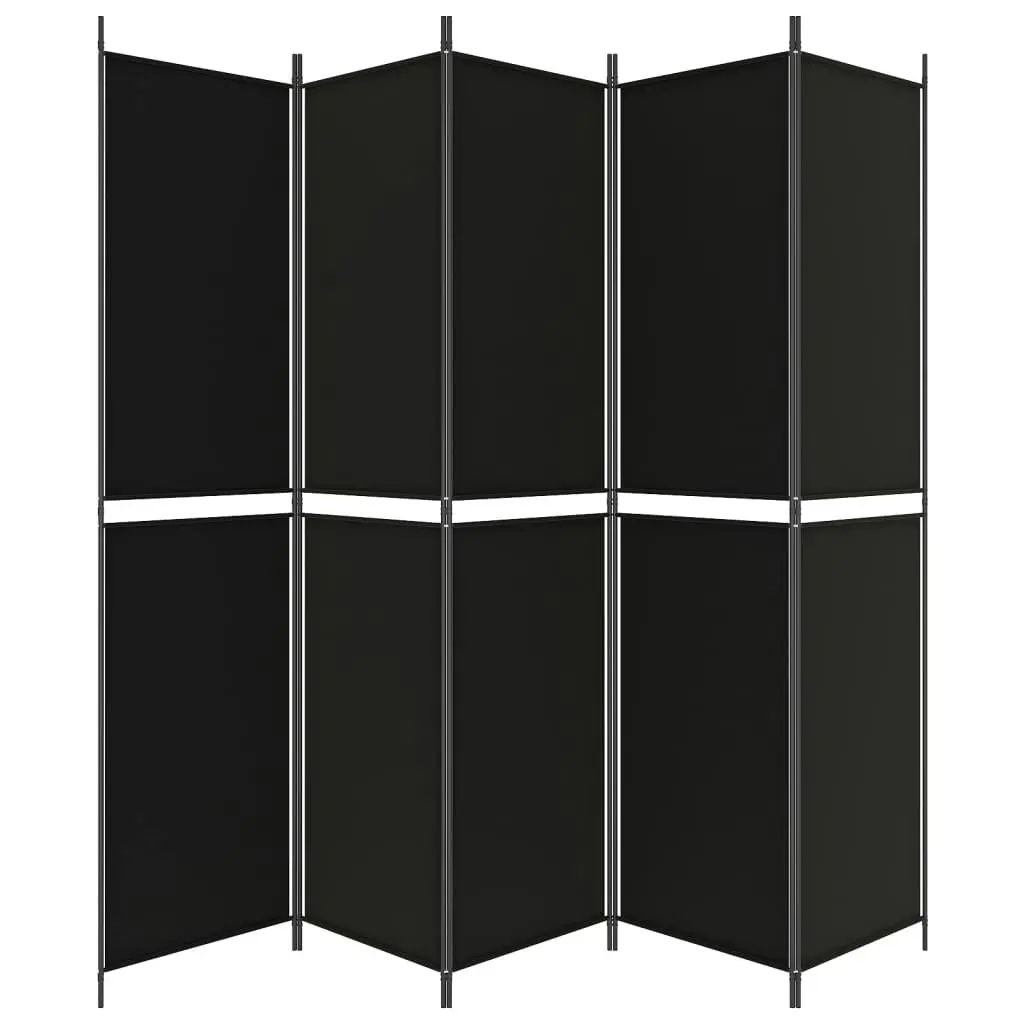 5-Panel Room Divider Black 250x220 cm Fabric 350253