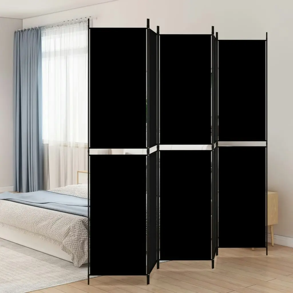 5-Panel Room Divider Black 250x220 cm Fabric 350253