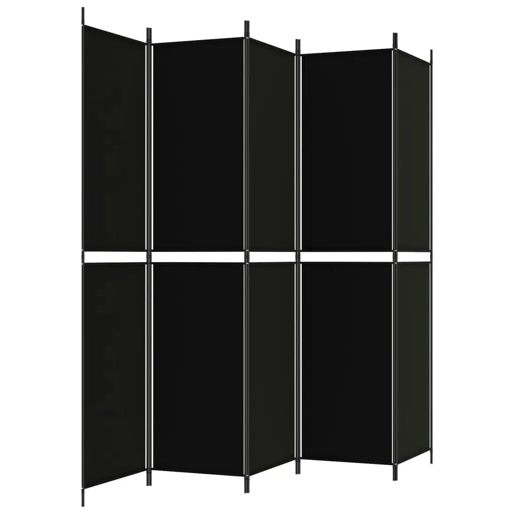 5-Panel Room Divider Black 250x220 cm Fabric 350253