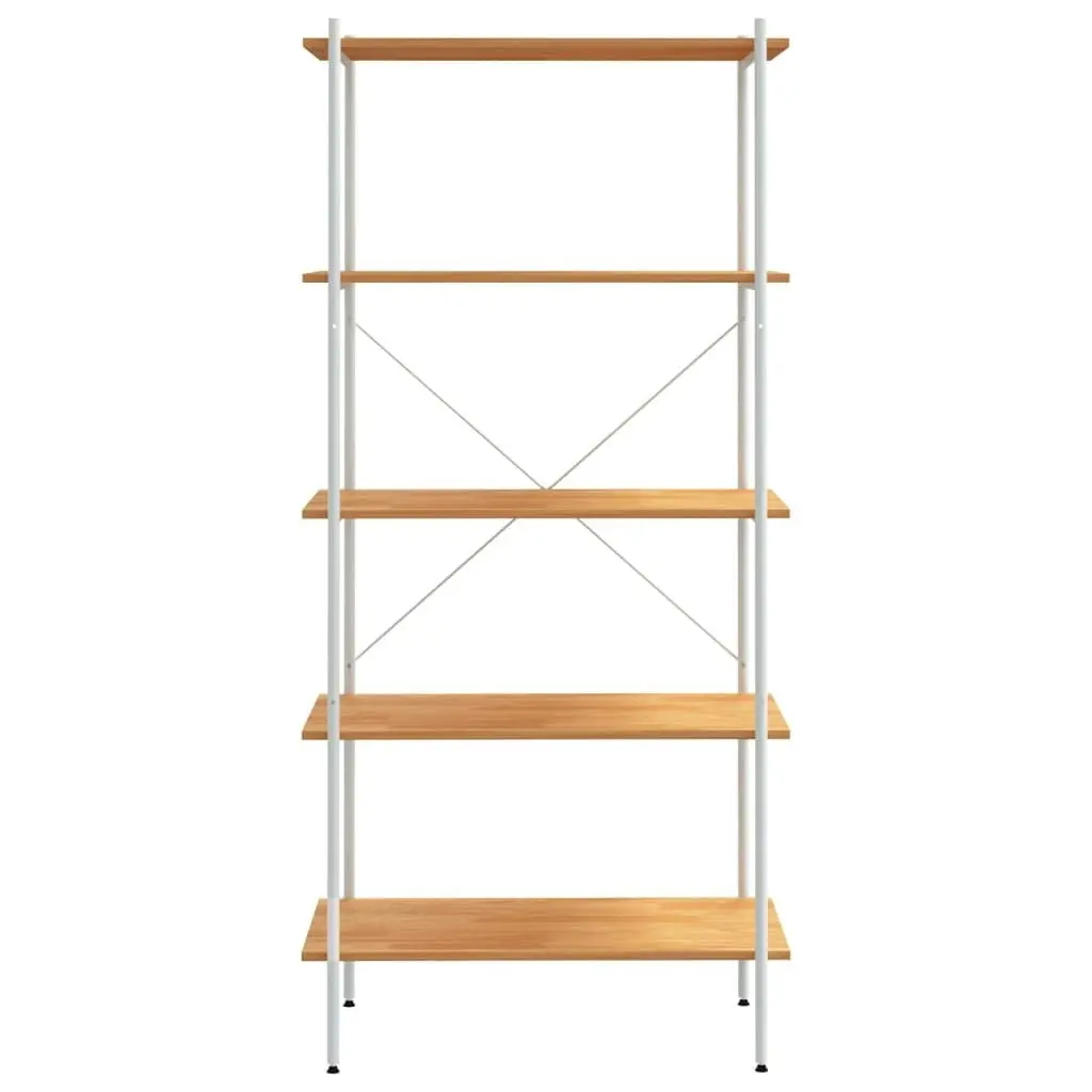 5-Tier Shelving Unit White and Oak 80x40x163 cm 336350