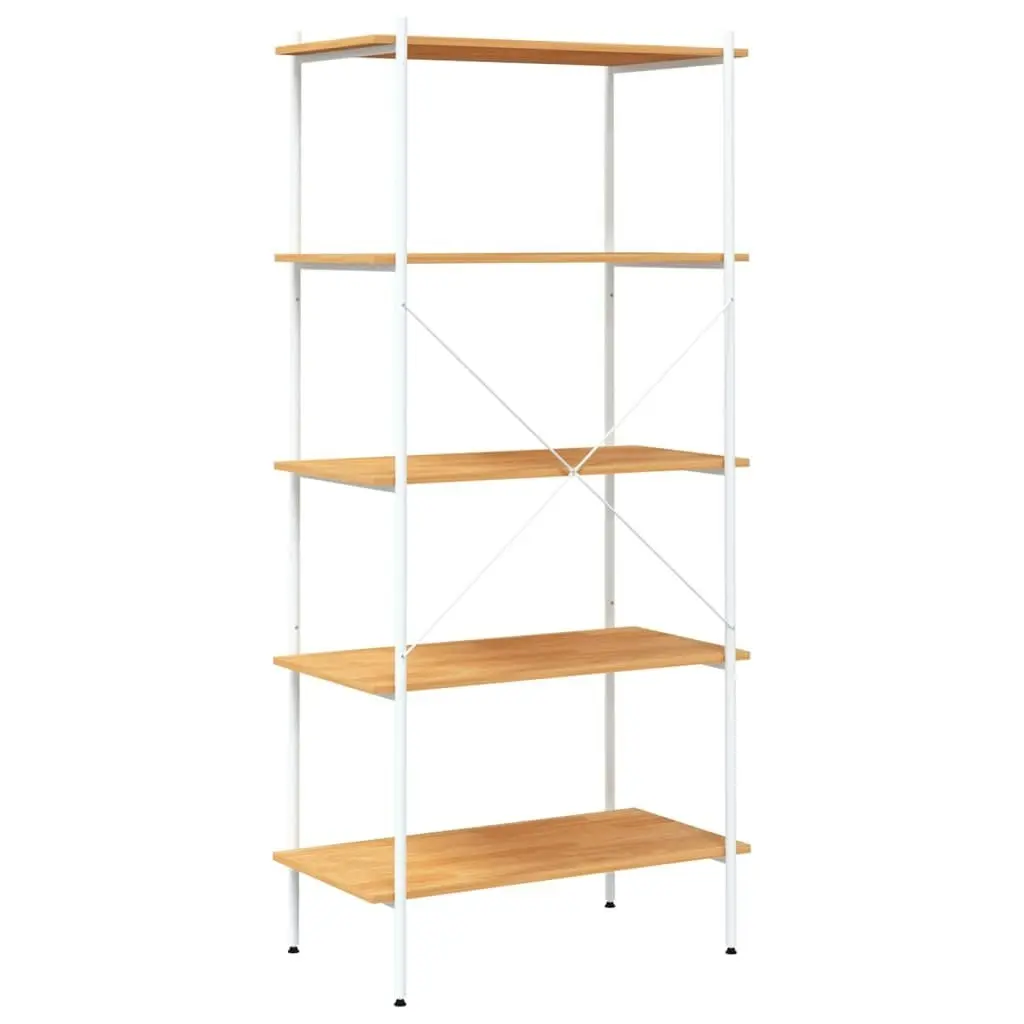 5-Tier Shelving Unit White and Oak 80x40x163 cm 336350