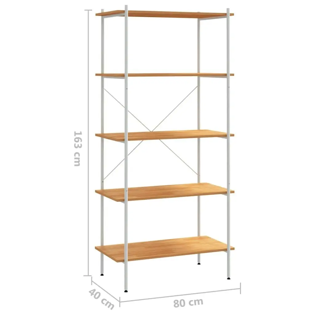 5-Tier Shelving Unit White and Oak 80x40x163 cm 336350