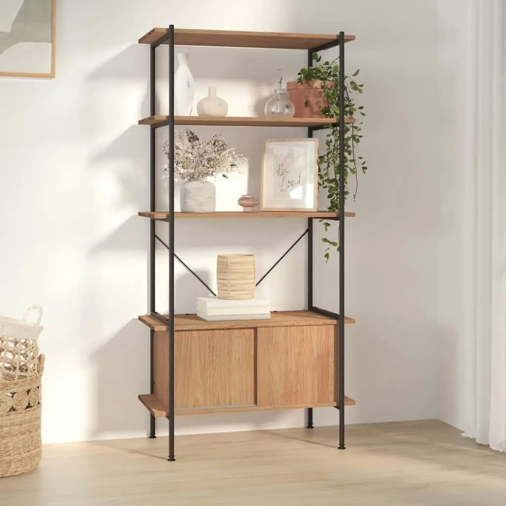 5-Tier Shelving Unit with Cabinet 80x40x163 cm Steel and Engineered Wood 336355