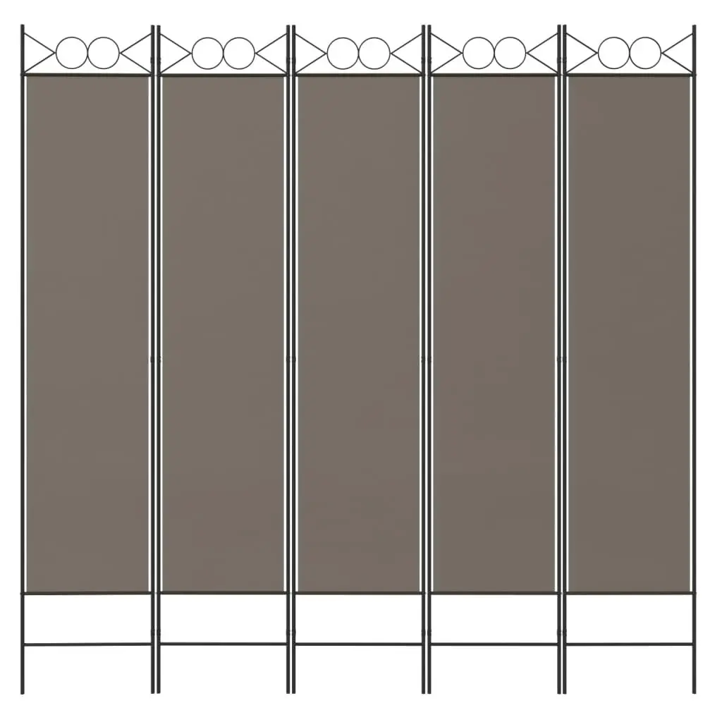 5-Panel Room Divider Anthracite 200x220 cm Fabric 350172