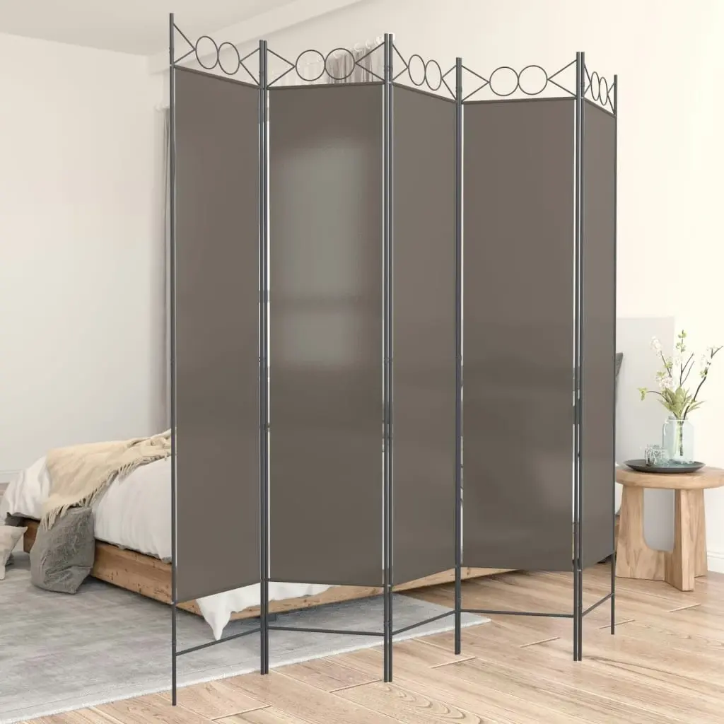 5-Panel Room Divider Anthracite 200x220 cm Fabric 350172