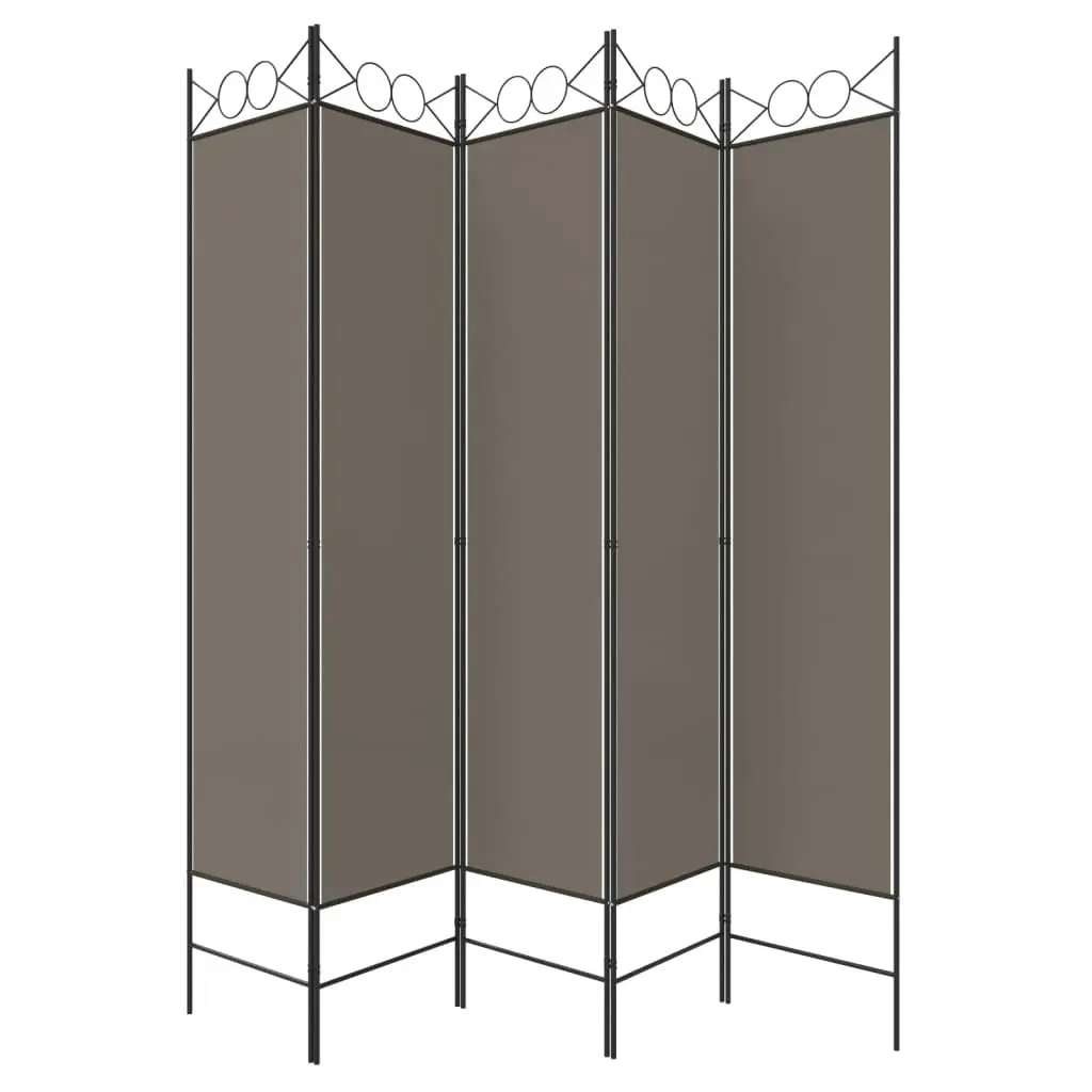 5-Panel Room Divider Anthracite 200x220 cm Fabric 350172