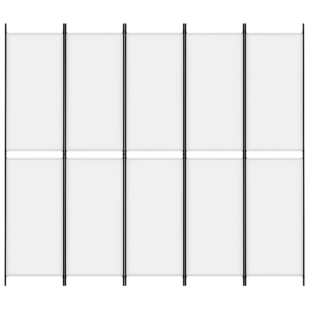 5-Panel Room Divider White 250x220 cm Fabric 350250