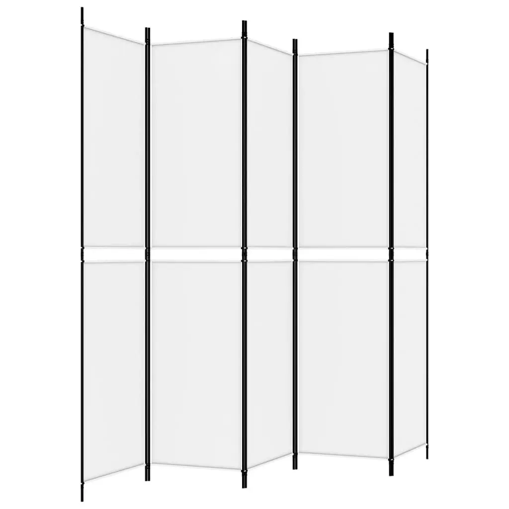 5-Panel Room Divider White 250x220 cm Fabric 350250