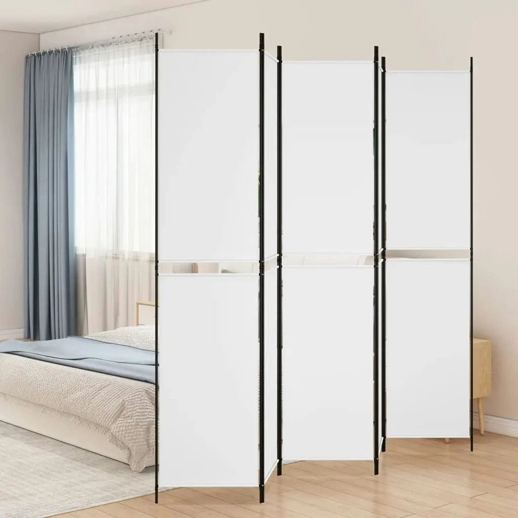 5-Panel Room Divider White 250x220 cm Fabric 350250