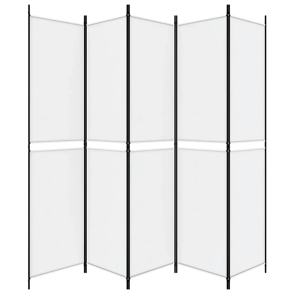 5-Panel Room Divider White 250x220 cm Fabric 350250