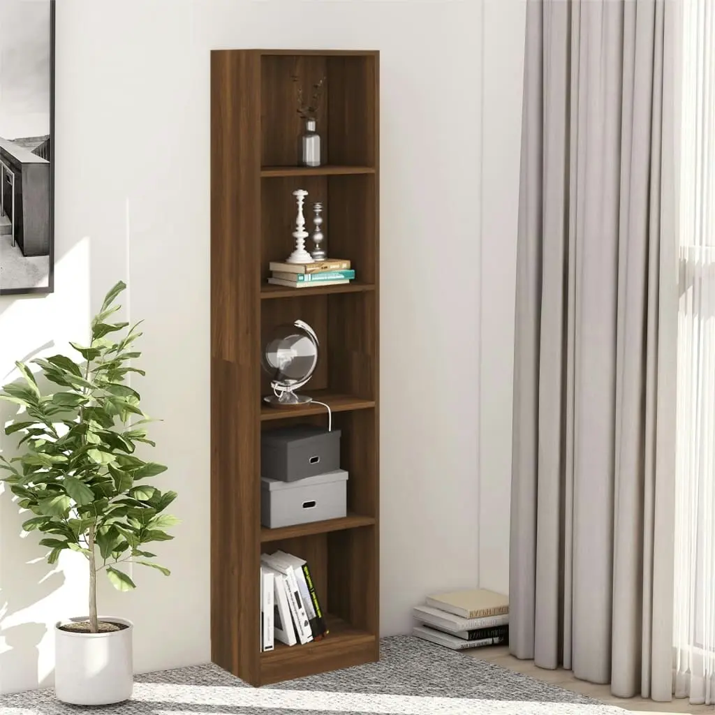 5-Tier Book Cabinet Brown Oak 40x24x175 cm Engineered Wood 816070