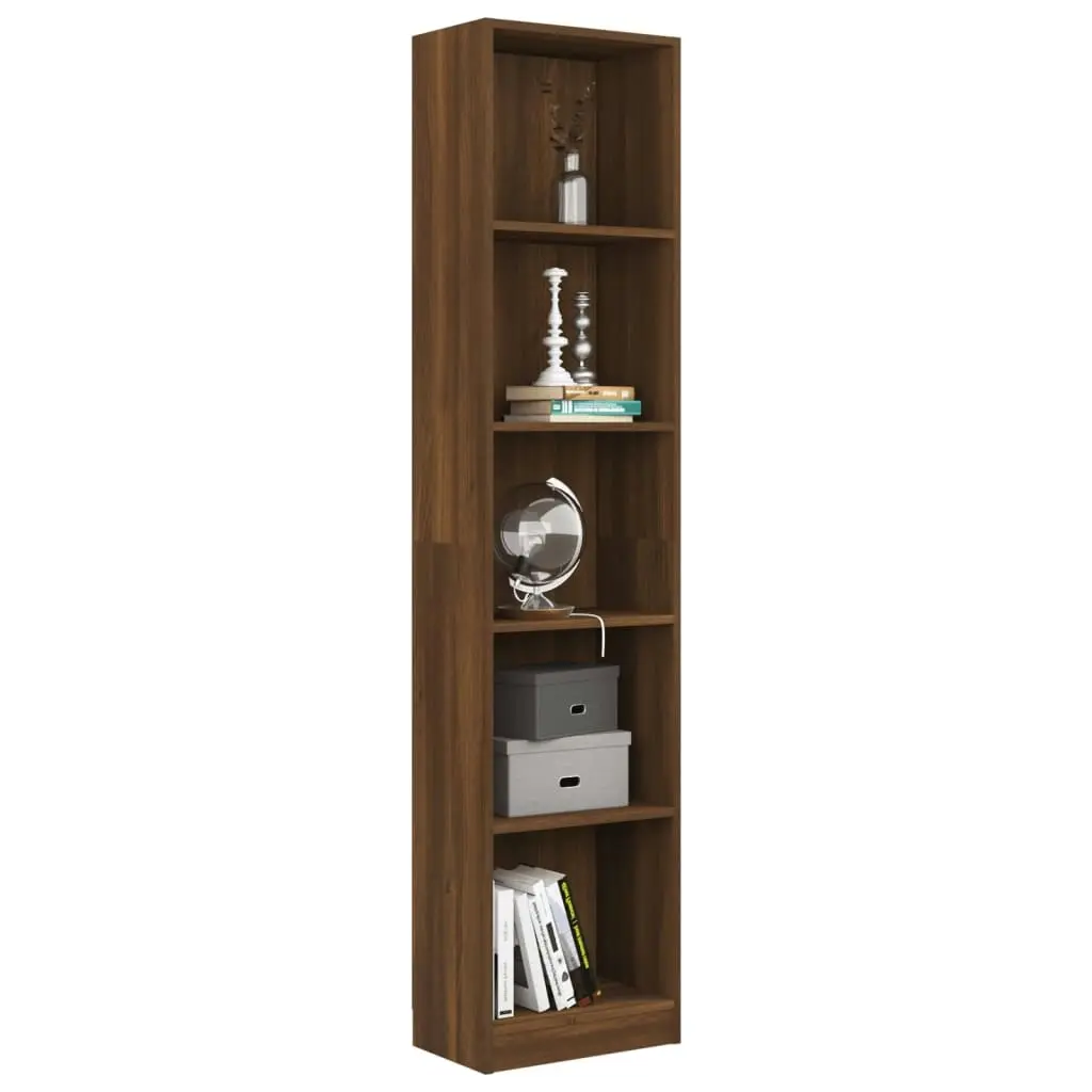 5-Tier Book Cabinet Brown Oak 40x24x175 cm Engineered Wood 816070