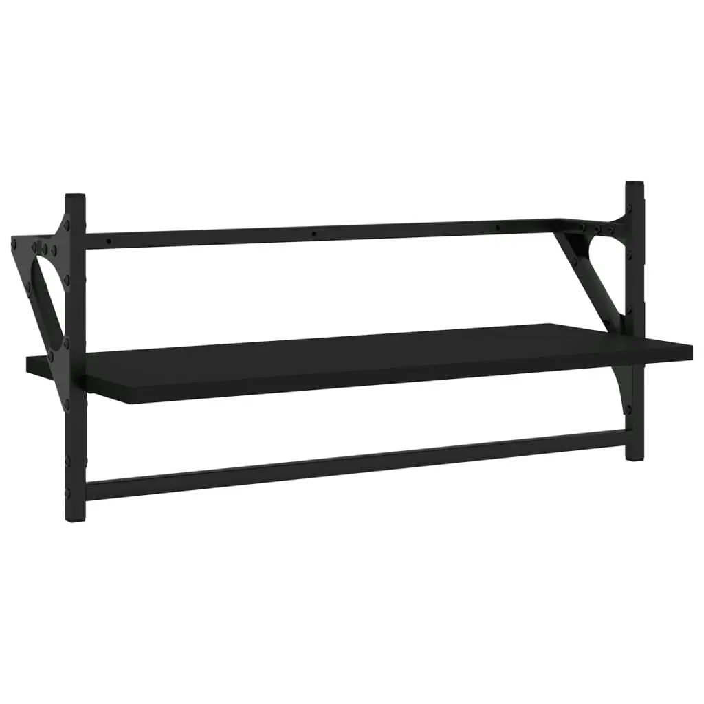 6 Piece Wall Shelf Set with Bars Black Engineered Wood 836268