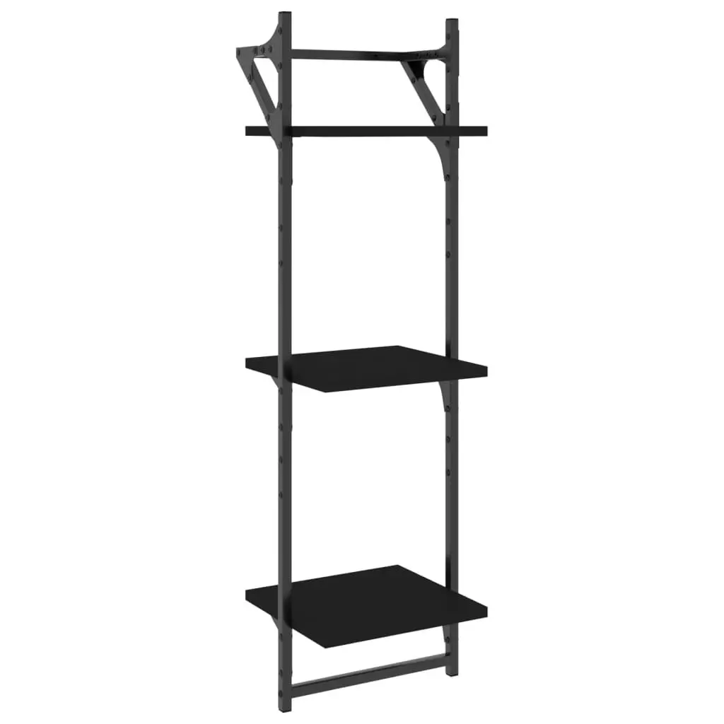 6 Piece Wall Shelf Set with Bars Black Engineered Wood 836268