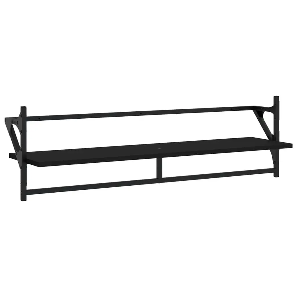 6 Piece Wall Shelf Set with Bars Black Engineered Wood 836268