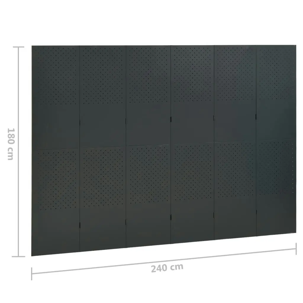 6-Panel Room Divider Anthracite 240x180 cm Steel 335906