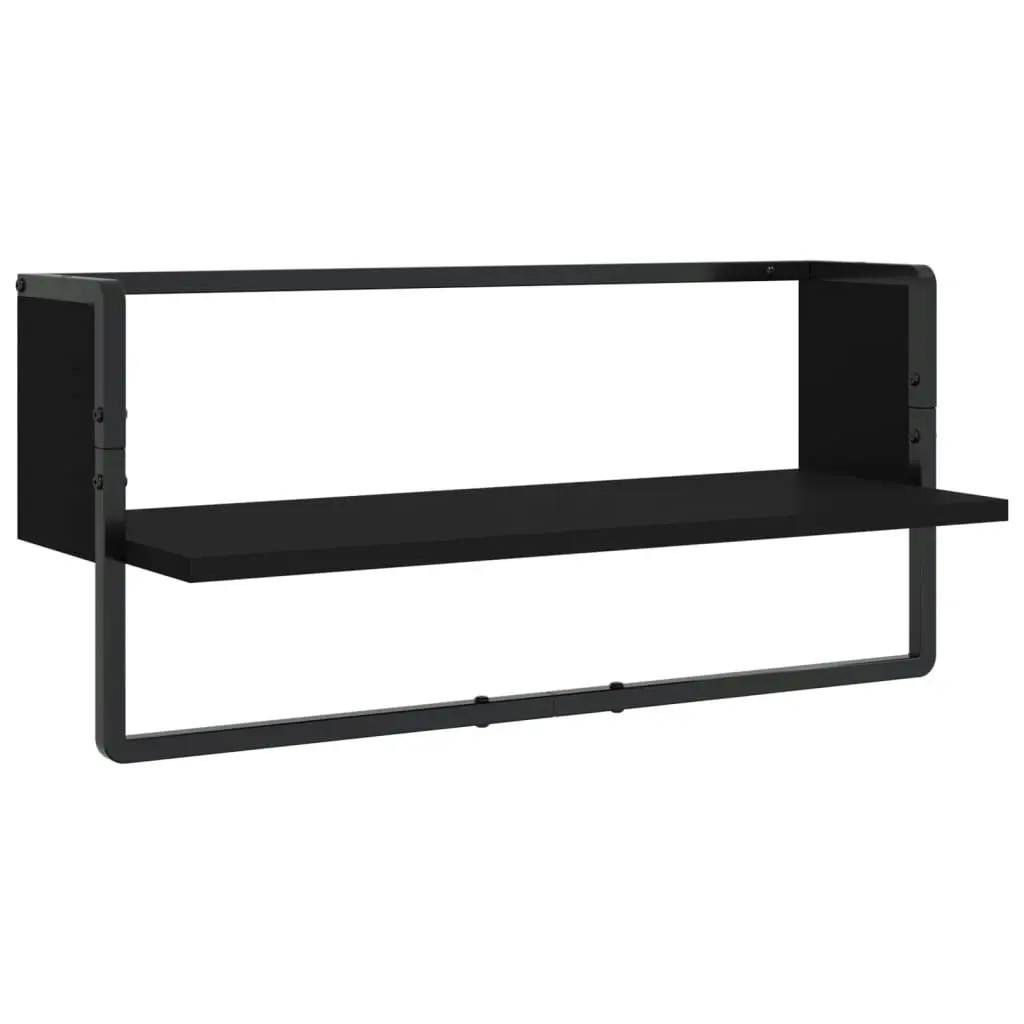 6 Piece Wall Shelf Set with Bars Black Engineered Wood 836313