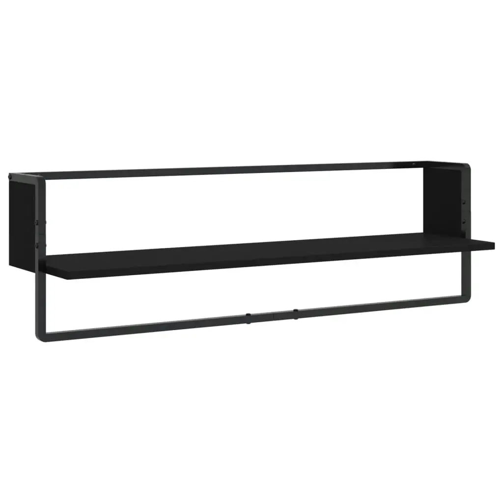 6 Piece Wall Shelf Set with Bars Black Engineered Wood 836313