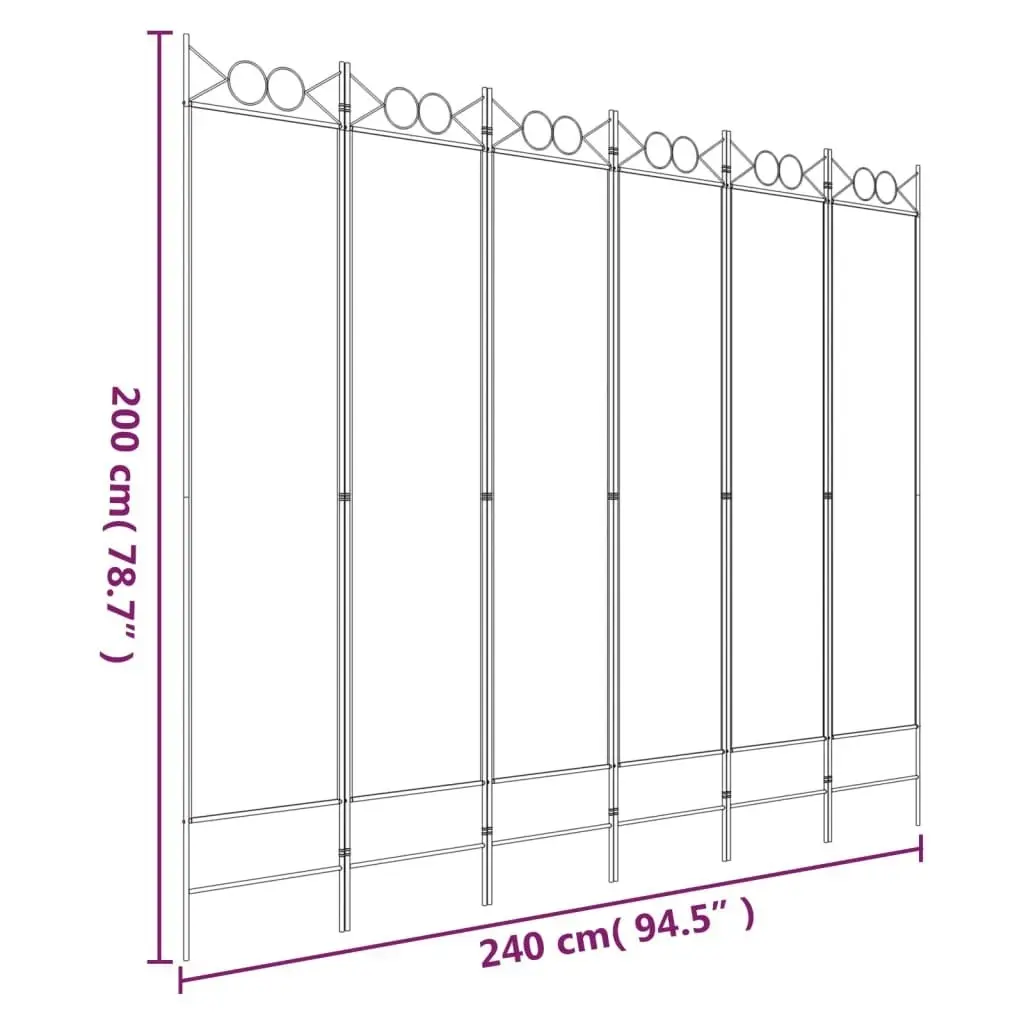 6-Panel Room Divider Anthracite 240x200 cm Fabric 350160