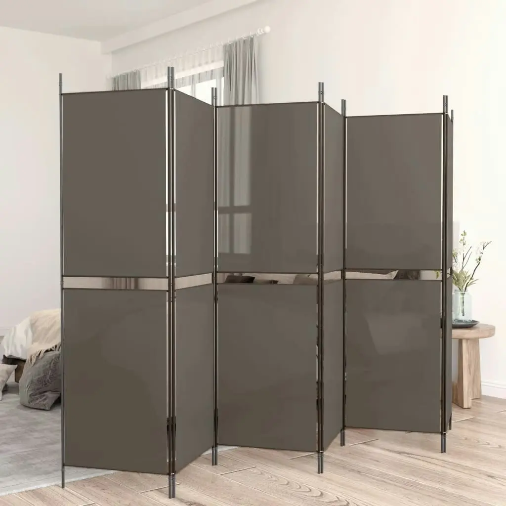 6-Panel Room Divider Anthracite 300x200 cm Fabric 350240