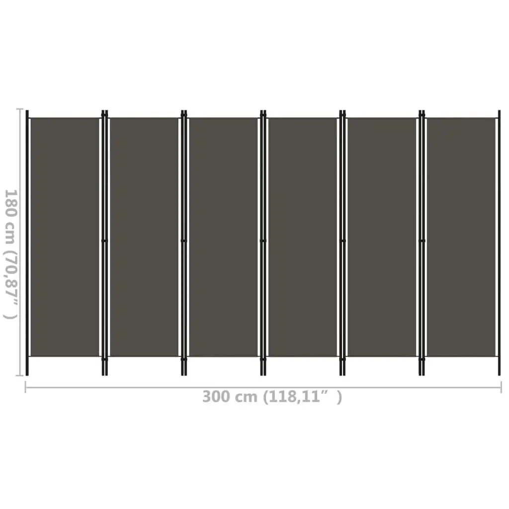 6-Panel Room Divider Anthracite 300x180 cm 320729