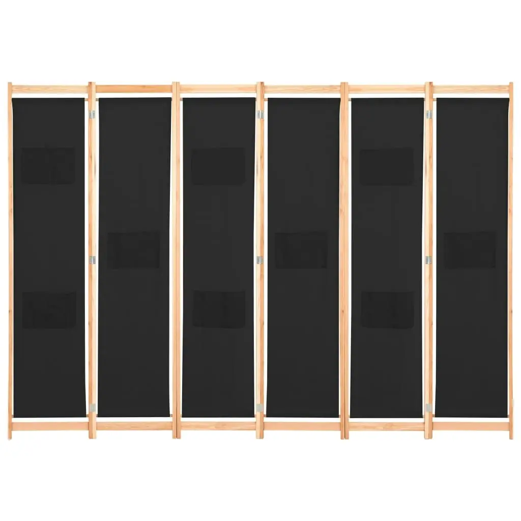 6-Panel Room Divider Black 240x170x4 cm Fabric 248186