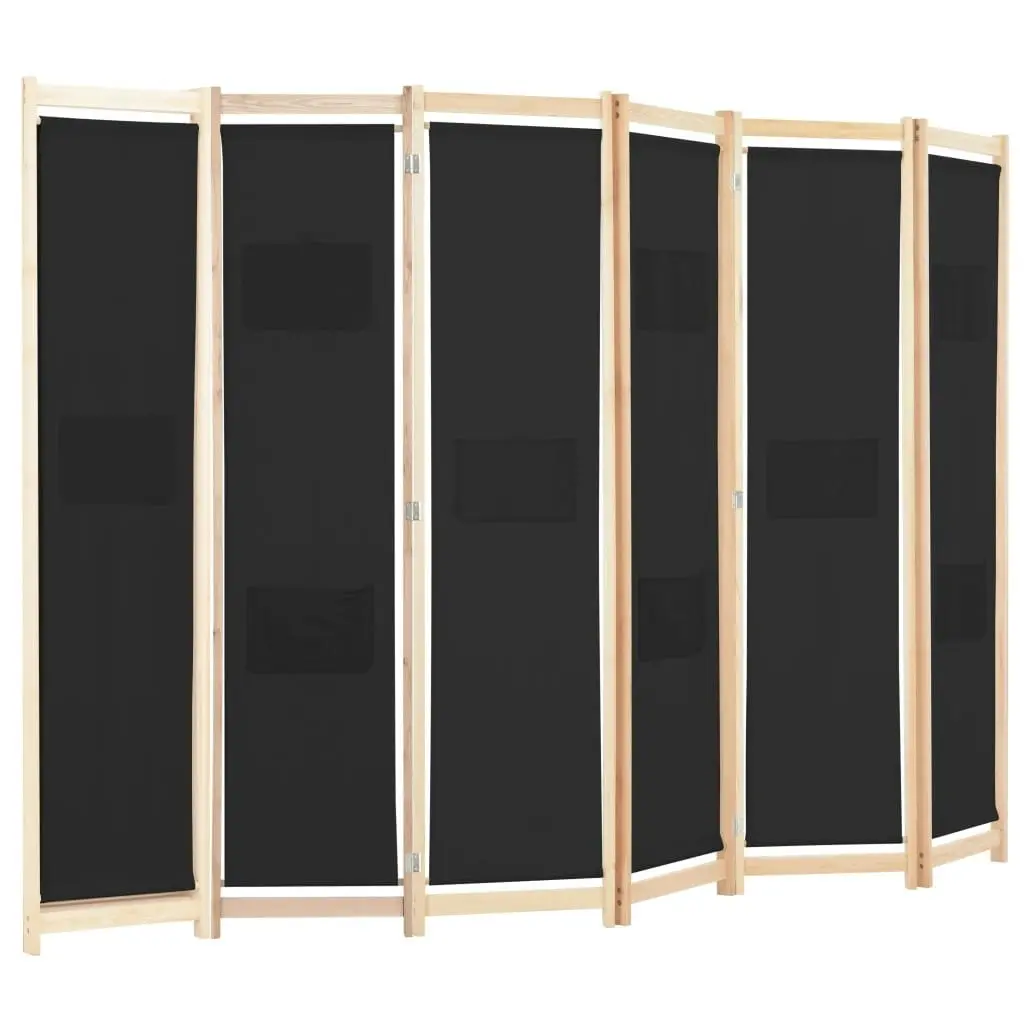 6-Panel Room Divider Black 240x170x4 cm Fabric 248186