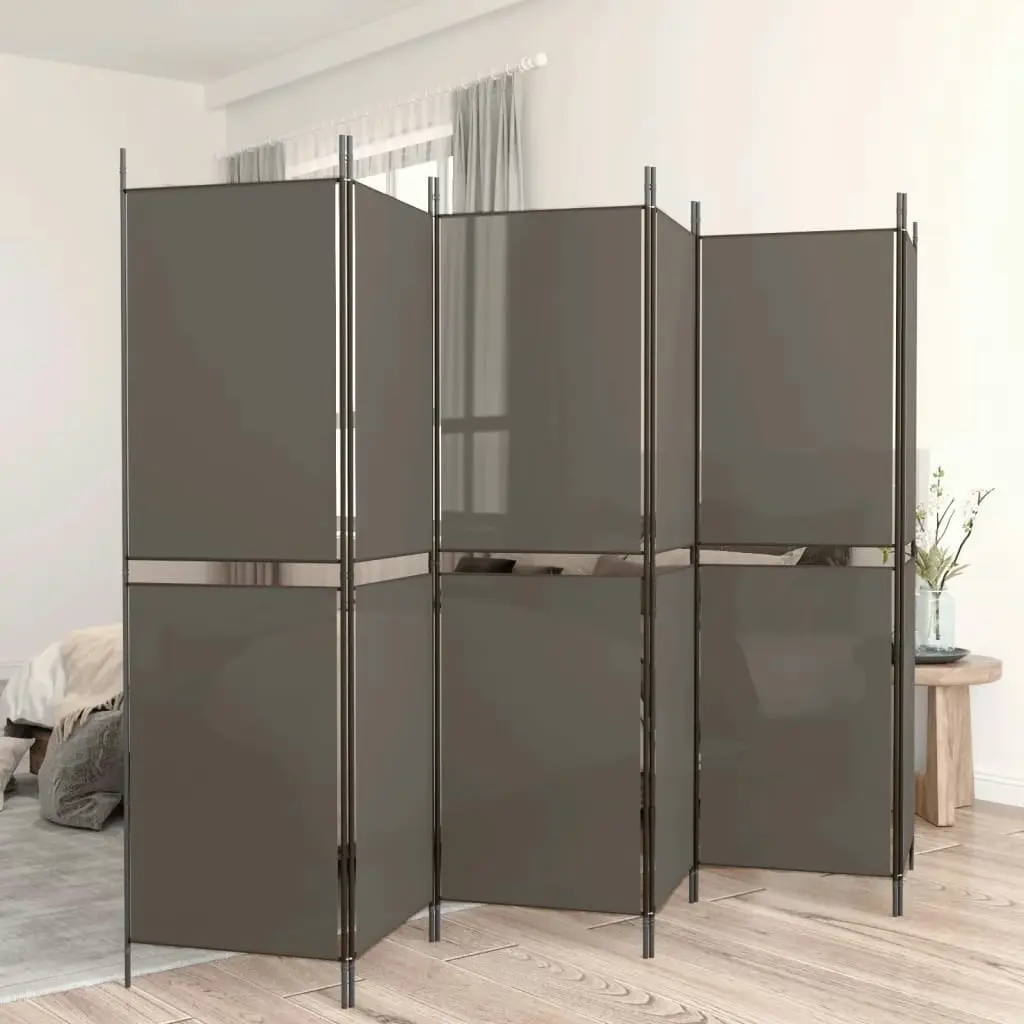 6-Panel Room Divider Anthracite 300x180 cm Fabric 350224