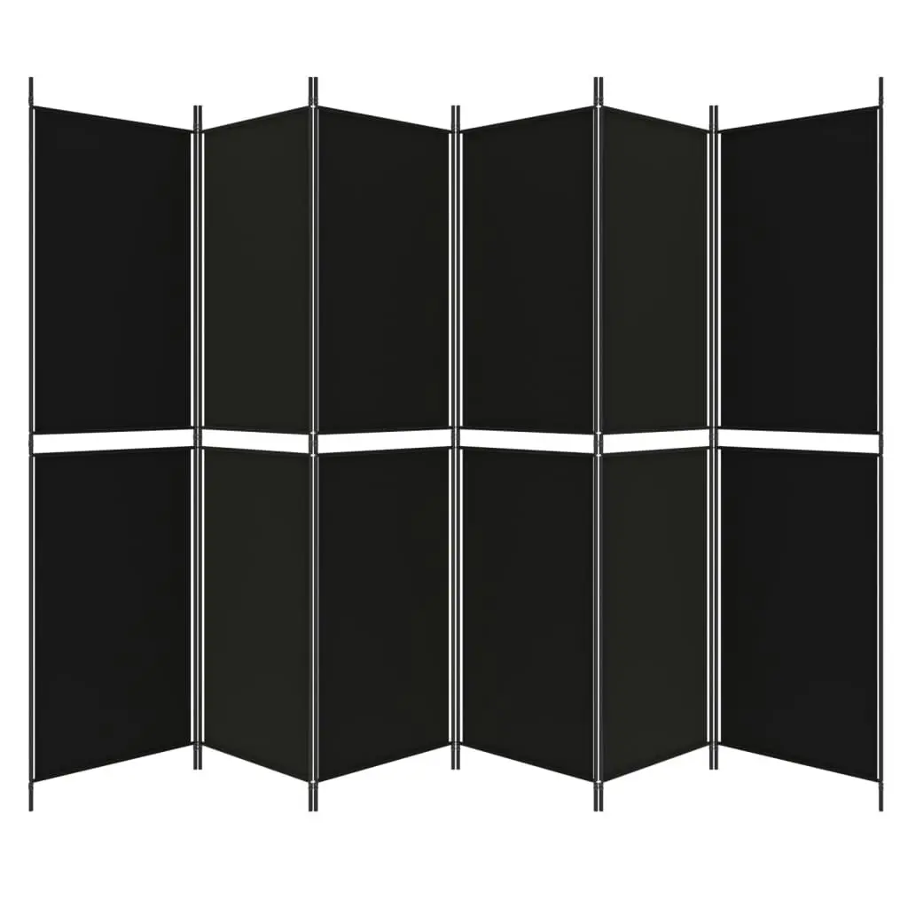 6-Panel Room Divider Black 300x200 cm Fabric 350241