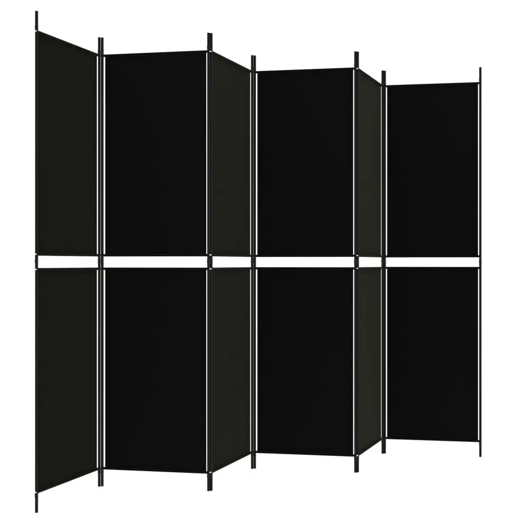 6-Panel Room Divider Black 300x200 cm Fabric 350241