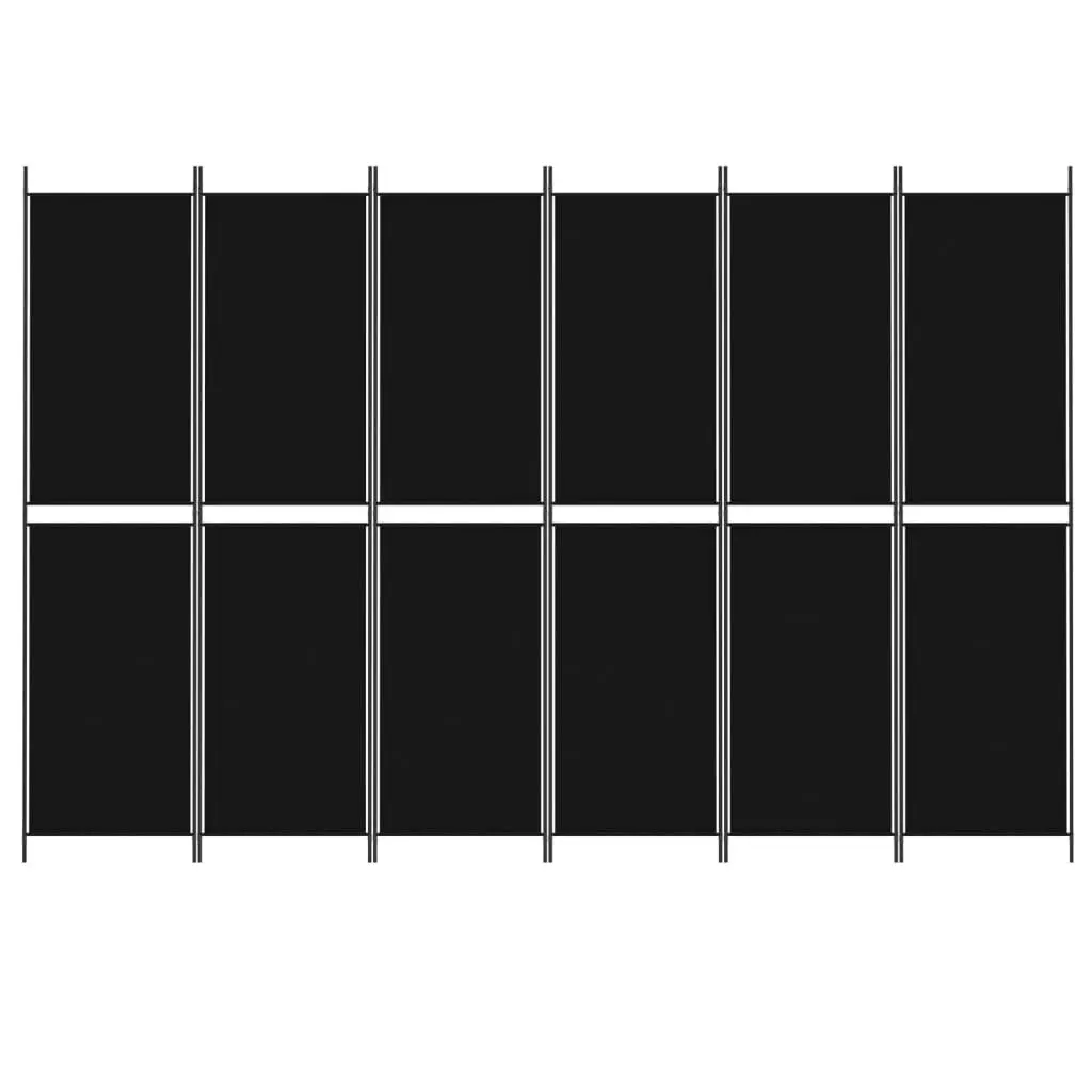 6-Panel Room Divider Black 300x200 cm Fabric 350241