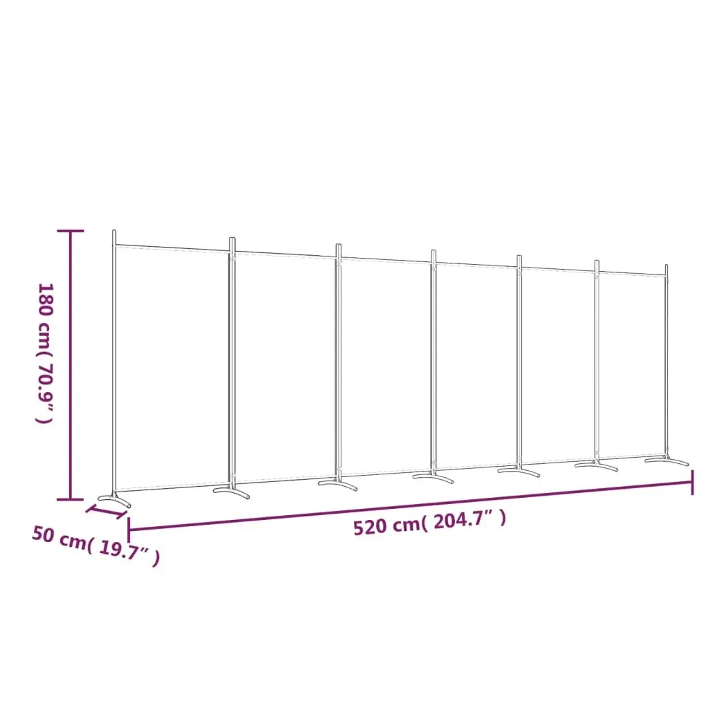 6-Panel Room Divider Anthracite 520x180 cm Fabric 350272