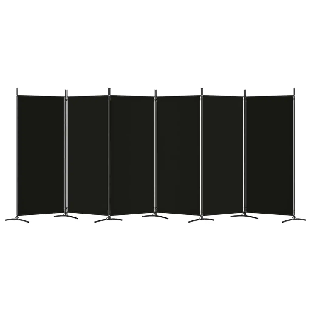 6-Panel Room Divider Black 520x180 cm Fabric 350273