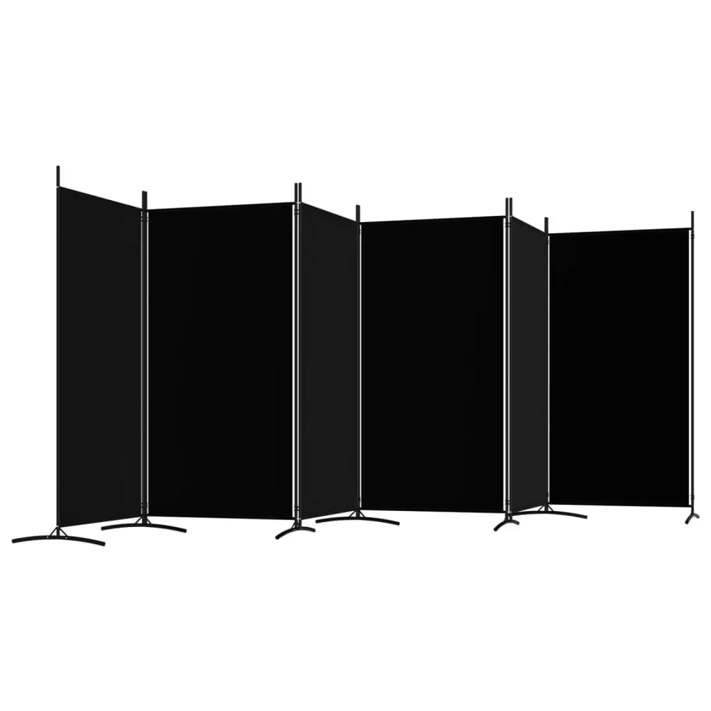 6-Panel Room Divider Black 520x180 cm Fabric 350273