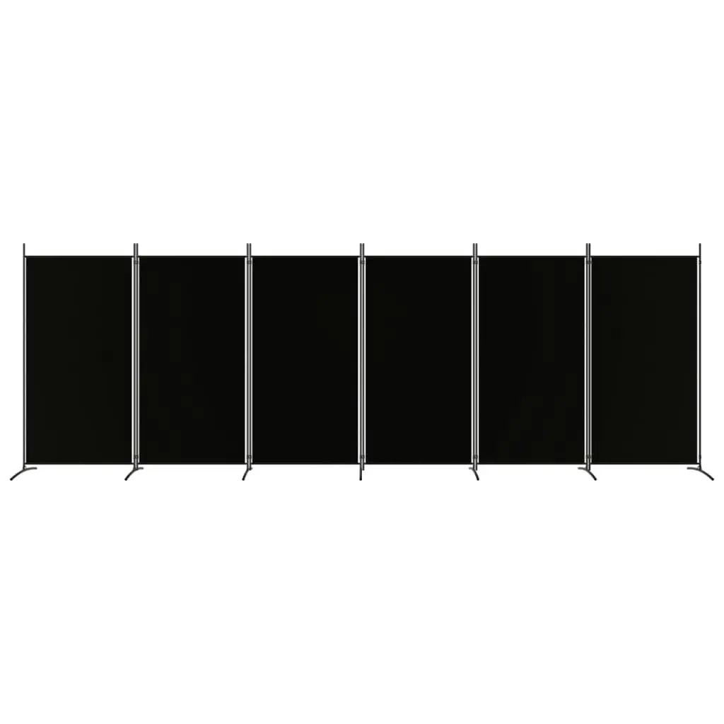 6-Panel Room Divider Black 520x180 cm Fabric 350273