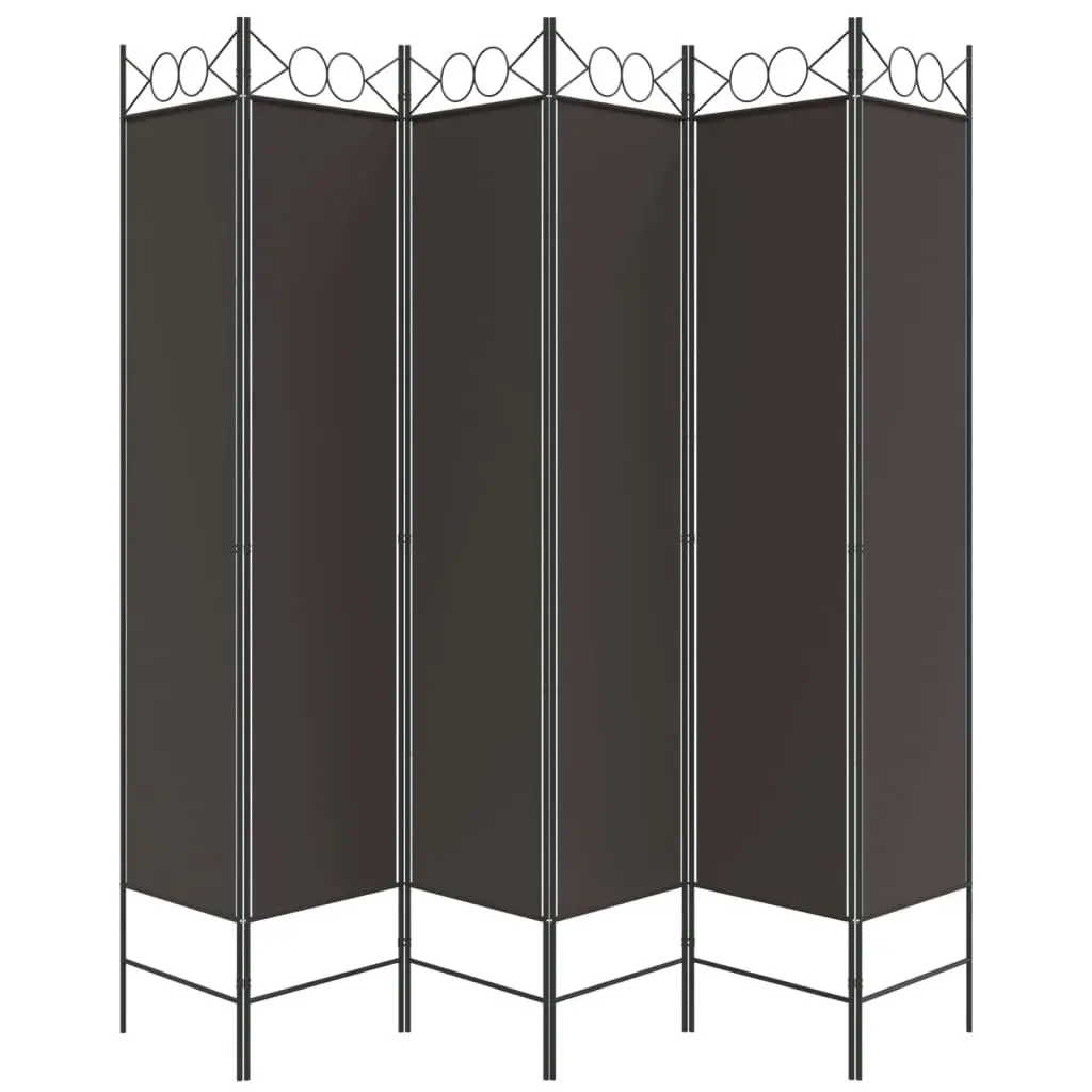 6-Panel Room Divider Brown 240x200 cm Fabric 350159